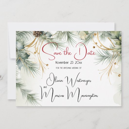 Invitation Save the date | Aquarelle d'hiver (Devant)