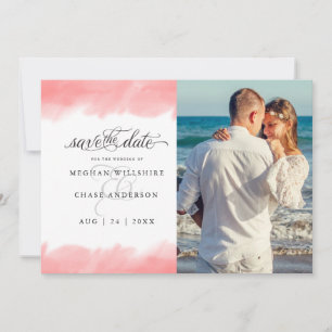 Invitation Save the date Aquarelle Rose de corail