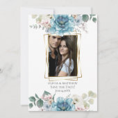 Invitation Save the date | Aquarelle Turquoise de pivoines (Devant)