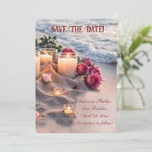 Invitation Save the Date Beach Roses Candles (Debout devant)