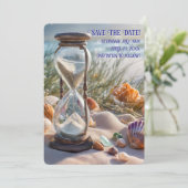 Invitation Save the Date Beach Seashells Hourglass (Debout devant)