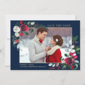 Invitation Save the date. Bleu Marine | Photo du Mariage de B (Devant)