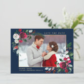 Invitation Save the date. Bleu Marine | Photo du Mariage de B (Debout devant)