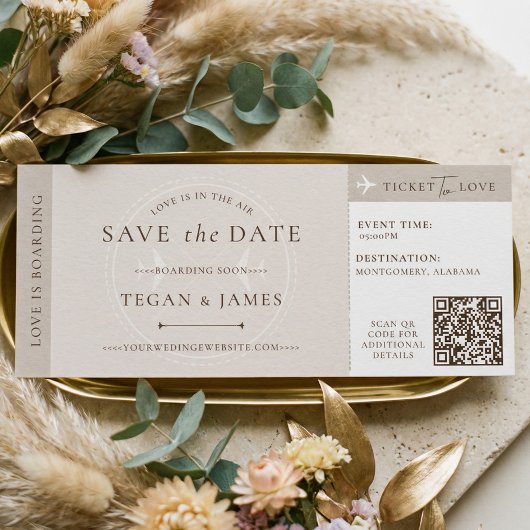 Invitation Save the Date Boarding Pass Wedding Plane Ticket