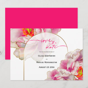 Invitation Save the date   Bold Magnifique Scarlet Peony Invi