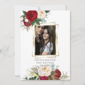 Invitation Save the date | Bourgogne Peony Bouquets floraux (Devant)