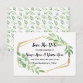 Invitation Save The Date Cadre Doré Rustique Feuil (Devant / Derrière)