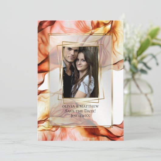 Invitation Save the date | Cadre photo Automne Abstrait 3 (Debout devant)