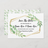 Invitation Save The Date Cadre Rustique Or Feuille (Devant / Derrière)