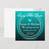 Invitation Save The Date Cercle Bleu Océan Coeur (Devant / Derrière)
