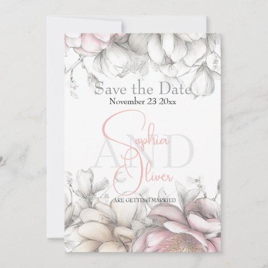 Invitation Save the Date | Classic Modern Ivory and Blush (Devant)