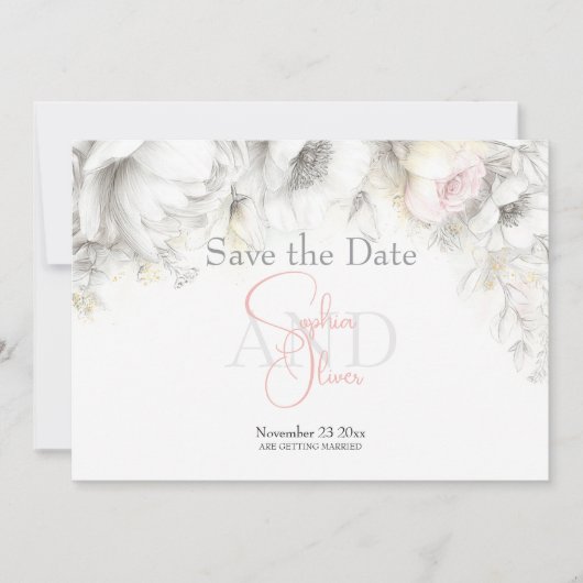 Invitation Save the Date | Classic Modern Ivory and Blush (Devant)