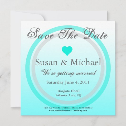 Invitation Save The Date Cœur Cercle Bleu Clair (Devant)