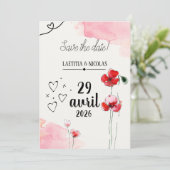 Invitation Save the date "Coquelicots" (Debout devant)