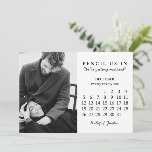 Invitation Save the date | Décembre 2021 Calendrier des mois (Debout devant)