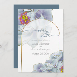 Invitation Save the date   Dusty Blue et Lilac Exotic Floral