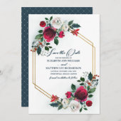 Invitation Save the date. Dusty Blue | Mariage Bourgogne (Devant / Derrière)