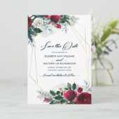 Invitation Save the date. Dusty Blue | Mariage Bourgogne (Debout devant)