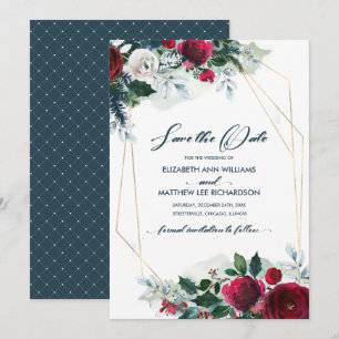 Invitation Save the date. Dusty Blue Mariage Bourgogne