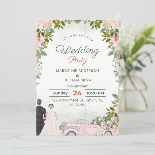 Invitation Save The Date Elegant Calligraphy Wedding (Debout devant)