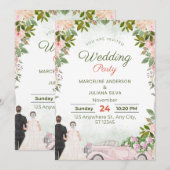 Invitation Save The Date Elegant Calligraphy Wedding (Devant / Derrière)