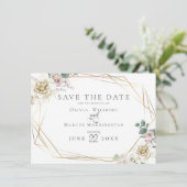 Invitation Save the date | Élégante ivoire et florale blush (Debout devant)