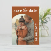 Invitation « Save the Date » en terracotta orange  (Debout devant)
