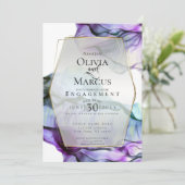 Invitation Save the date | Encre d'aquarelle violette vive (Debout devant)