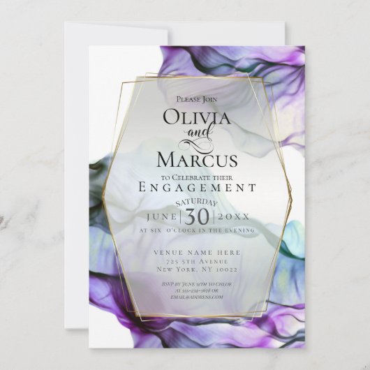 Invitation Save the date | Encre d'aquarelle violette vive (Devant)