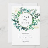 Invitation Save the Date Eucalyptus Watercolor Wedding (Devant)