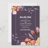 Invitation Save the date. Fleurs d'automne Mariage de prune (Devant)