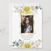 Invitation Save the date | Fleurs de pivoine jaune soleil (Devant)