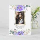 Invitation Save the date | Fleurs Ombré bleu violet (Debout devant)
