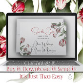 Invitation Save the date | Floral Rouge & Blanc Rembrandt Tul