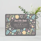 Invitation Save the date. Gris Blush rose moderne Floral (Debout devant)