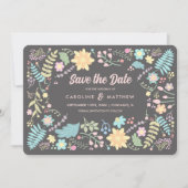 Invitation Save the date. Gris Blush rose moderne Floral (Devant)