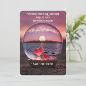 Invitation Save the Date Hearts on the Beach Pretty (Debout devant)