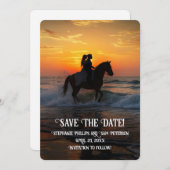 Invitation Save the Date Horseback Riding Beach (Devant / Derrière)