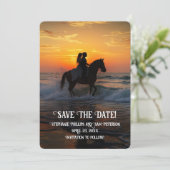 Invitation Save the Date Horseback Riding Beach (Debout devant)
