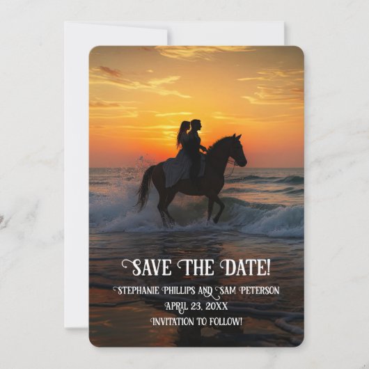 Invitation Save the Date Horseback Riding Beach (Devant)