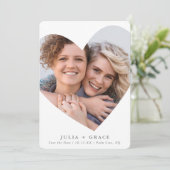 Invitation SAVE THE DATE lgbtq moderne photo cadre coeur blan (Debout devant)