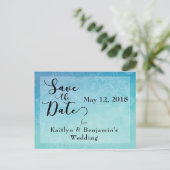 Invitation Save the Date Mandala Aquarelle Bleue & (Debout devant)