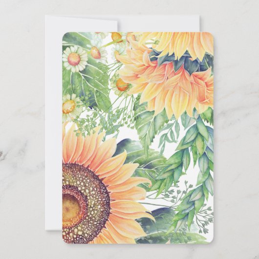 Invitation Save the date. Mariage de fleurs de soleil (Dos)