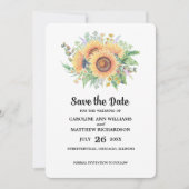Invitation Save the date. Mariage de fleurs de soleil (Devant)