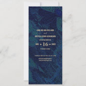 Invitation Save the date. Mariage d'or bleu marine Peacock (Dos)