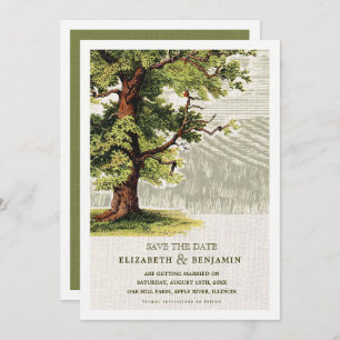 Invitation Save the date. Mariage vintage Burlap Tree 