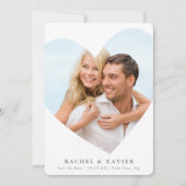 Invitation SAVE THE DATE moderne photo cadre coeur blanc gris (Devant)