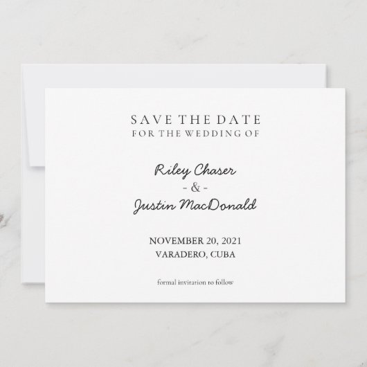 Invitation Save the date | Novembre 2021 Calendrier Moderne C (Dos)