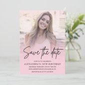 Invitation Save the date Photo Gradient Blush Pink 30th (Debout devant)