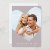 Invitation SAVE THE DATE photo moderne cadre coeur champignon (Devant / Derrière)